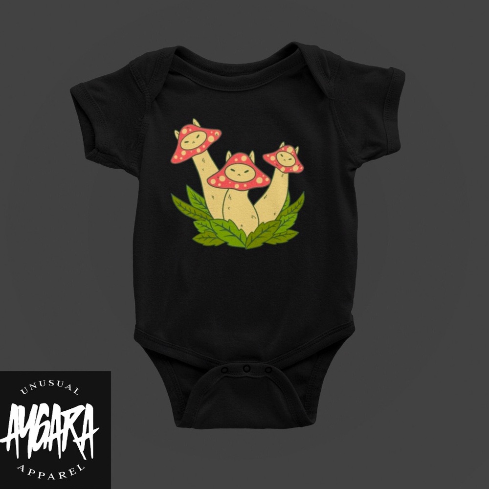 Mushroom Cats Baby Onesie